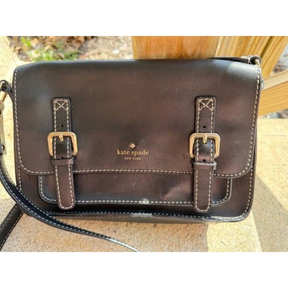 Kate Spade New York Scout Essex Black Leather Crossbody Messenger Bag Purse